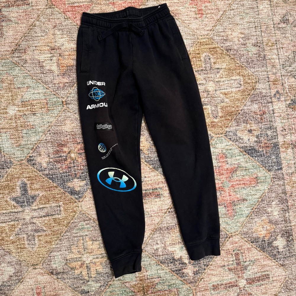 Boys Under Armour Black Joggers- Medium